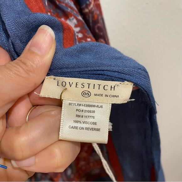 Love Stitch Red Paisley Bohemian Lightweight Mid Length Kimono Sz OS NWT - Picture 5 of 11